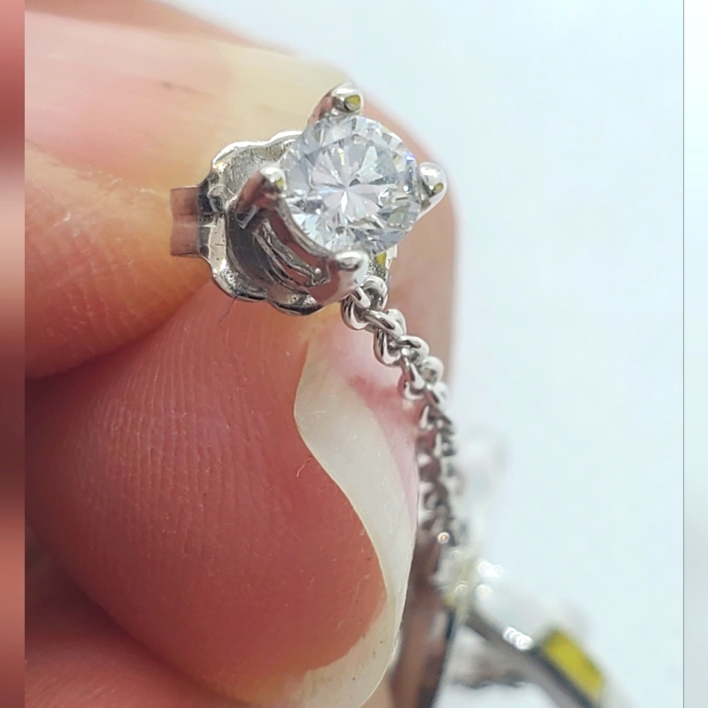 EARRINGS with rhinestones pendants in silver - Picture 4 of 7